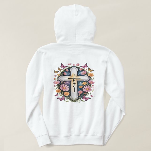 Camiseta Cruz da Fé Floral  (Verso do Design)