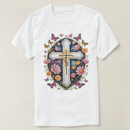 Camiseta Cruz da Fé Floral