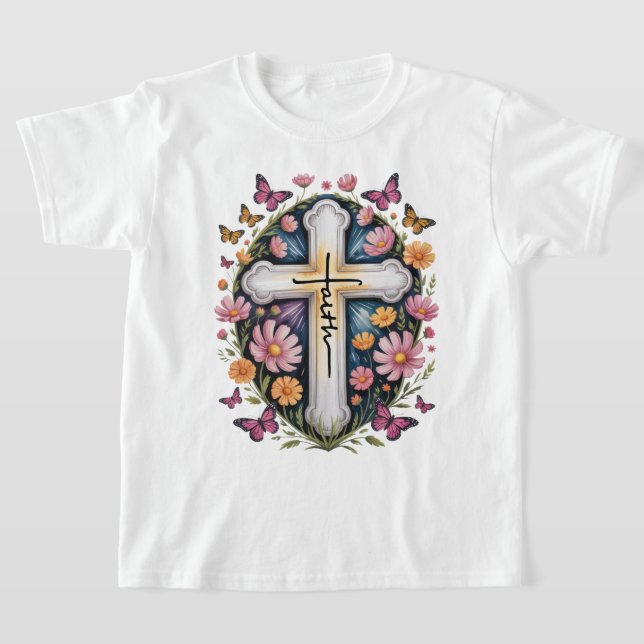 Camiseta Cruz da Fé Floral  (Postura )