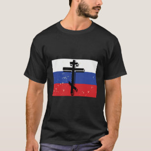 Camiseta Cruz de Bandeira Cristã Ortodoxa Russa
