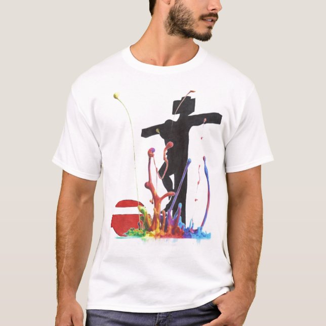 Camiseta cruz de cores (Frente)