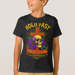Camiseta Cruz de crânio gótico cristão Segure firme Jesus C