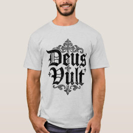Camiseta Cruz de Cruzado Deus Vult Estilo de Tatuagem Crist
