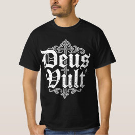 Camiseta Cruz de Cruzado Deus Vult Estilo de Tatuagem Crist