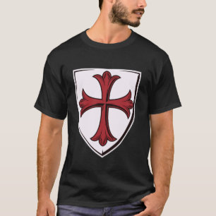 Camiseta Cruz de Cruzado Escudo Emblema de Cavaleiro Mediev