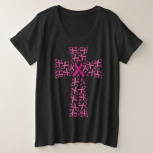 Camiseta Cruz de Fita Rosa de Consciência do Cancer da Mam