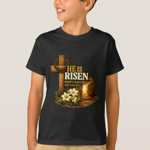 Camiseta Cruz de Páscoa ele ressuscitou Jesus cristãos home