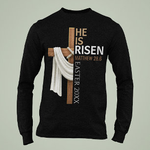 Camiseta Cruz de Páscoa Vintage Personalizada Ele Ressuscit