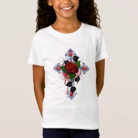 Cruz de Prata com Rosa vermelha