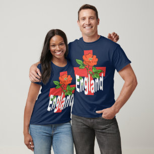 Camiseta Cruz de São Jorge Com Rosa Tudor e Texto Inglaterr