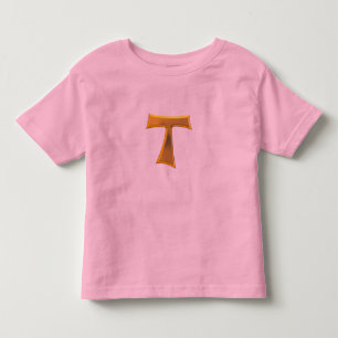 Camiseta Cruz de tau Franciscan do olhar 3-D dourado
