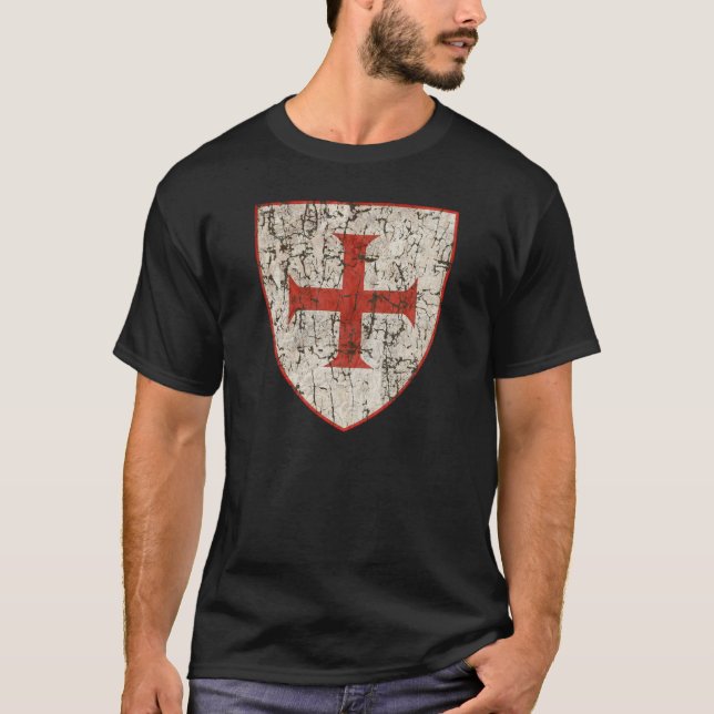 Camiseta Cruz de Templar, afligida (Frente)