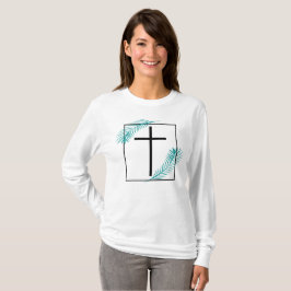 Camiseta Cruz Geométrica Fé Cristã Tropical