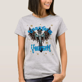 Camiseta Cruz Gótica Com Asas Transforme Sua Alma