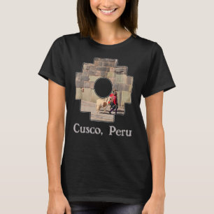 Camiseta Cruz Inca Chakana Em Cusco Peru Llama Andina Wome