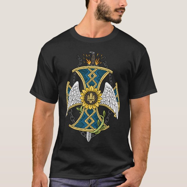 Camiseta Cruz Kozak Ucraniana. (Frente)