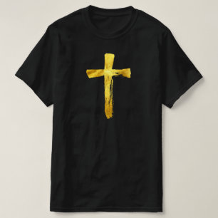 Camiseta Cruz moderna Dourado - crucifixo religioso cristã