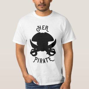 Camiseta Cruz Negra do Pirata HER Caveira e Espada Branca