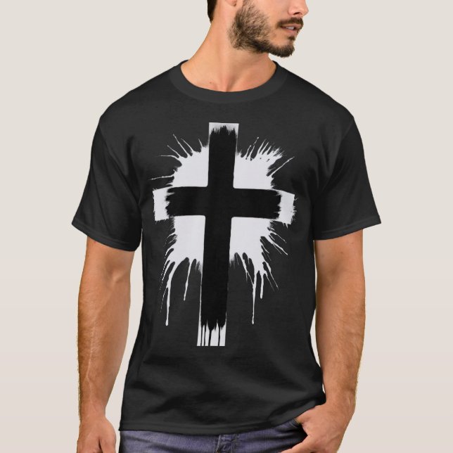 Camiseta Cruz Negra Negrito com Splatter (Frente)