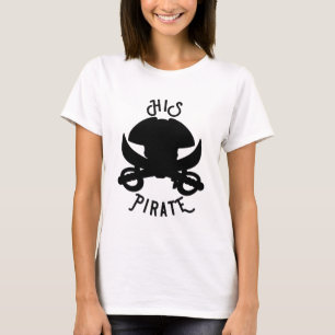 Camiseta Cruz Negra Pirata HIS Caveira e Espada Branca