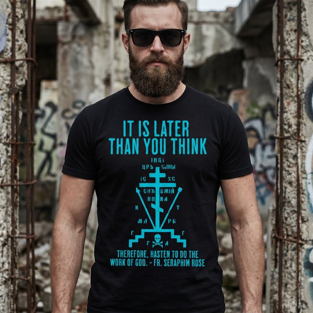 Camiseta Cruz Ortodoxa Oriental Pe. Serafim Rosa Presente (Criador carregado)