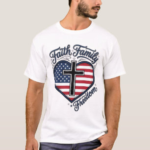 Camiseta Cruz Patriótica Fé Família Liberdade Cora