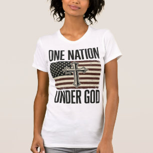 Camiseta Cruz Patriótica Uma Nação Sob Deus