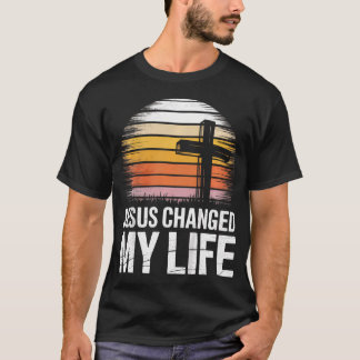 Camiseta Cruz Retro Jesus Mudou Minha Vida
