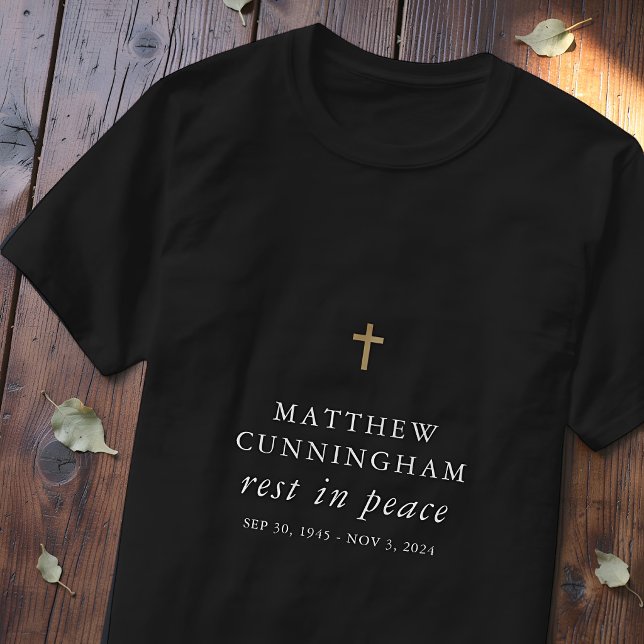 Camiseta Cruz Simples Moderna Descanso Funeral Memorial (Criador carregado)