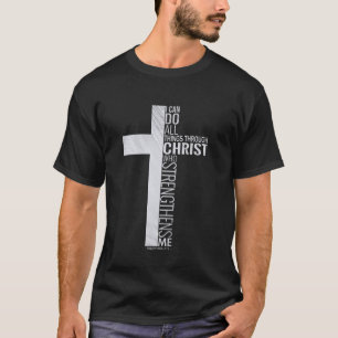 Camiseta Cruz Vintage Retro com versículo da Bíblia Filipen
