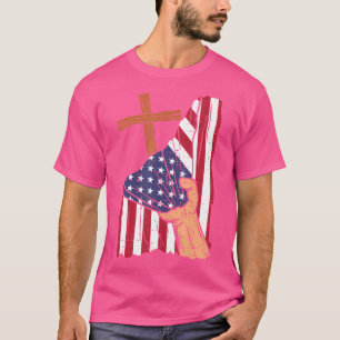 Camiseta Cruzada atrás de nós Sinalizador Religioso Deus Je