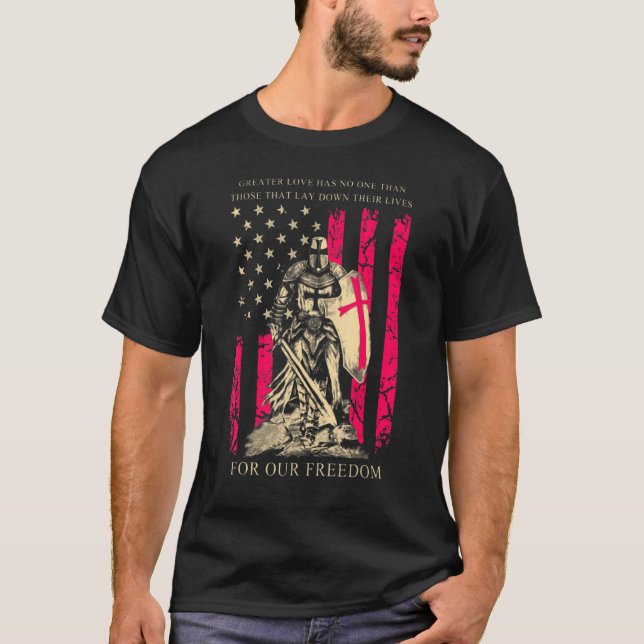 Camiseta Cruzador Cavaleiro Templário Guerreiro De Deus Amé (Frente)