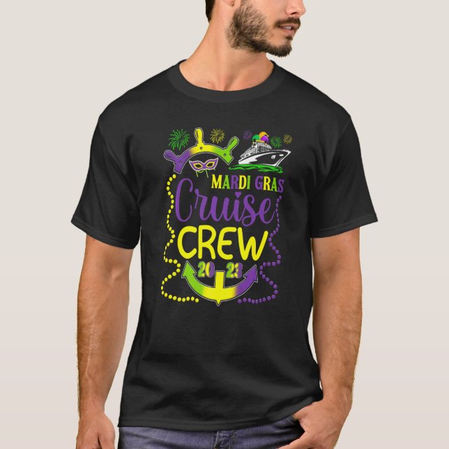 Camiseta Cruzamento Da Família Da Tripulação Mardi Gras Cru (Frente)