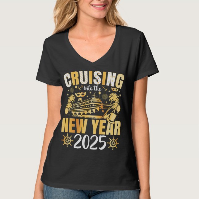 Camiseta Cruzamento no Ano Novo 2025 Mulheres V (Frente)