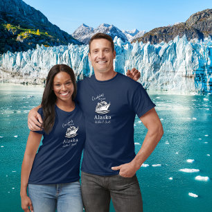 Camiseta Cruzando a Vacinação do Alasca Personalização Azul