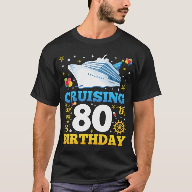 Camiseta Cruzando Em Meus 80 Homens Festas de aniversário (Frente)