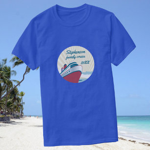 Camiseta Cruzeiro da família com navio de cruzeiros retro