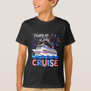 Camiseta Cruzeiro de 4 de Julho Fogos de Artifício EUA Patr
