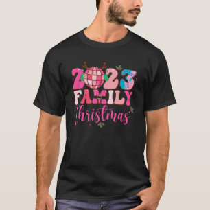 Camiseta Cruzeiro de Natal da Família Rosa 2023 Quadrado Xm