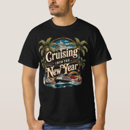 Camiseta Cruzeiro Para o Ano Novo Gráfico de Navio de Cruze