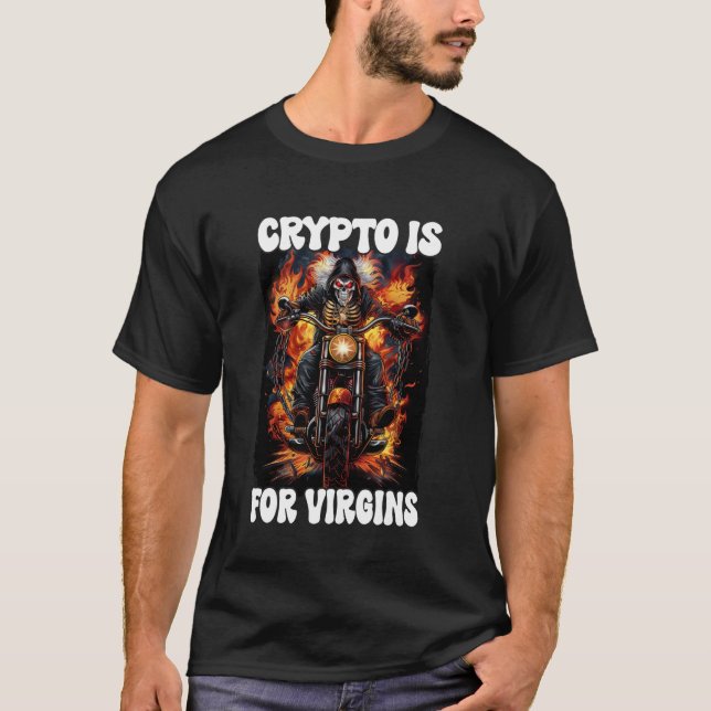 Camiseta Crypto É Para Virgins Cringe Skeleton (Frente)
