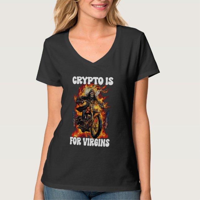 Camiseta Crypto É Para Virgins Cringe Skeleton (Frente)