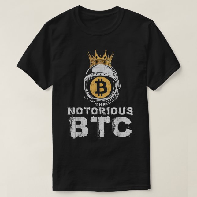 Camiseta Crypto King Astronaut Bitcoin Design (Frente do Design)