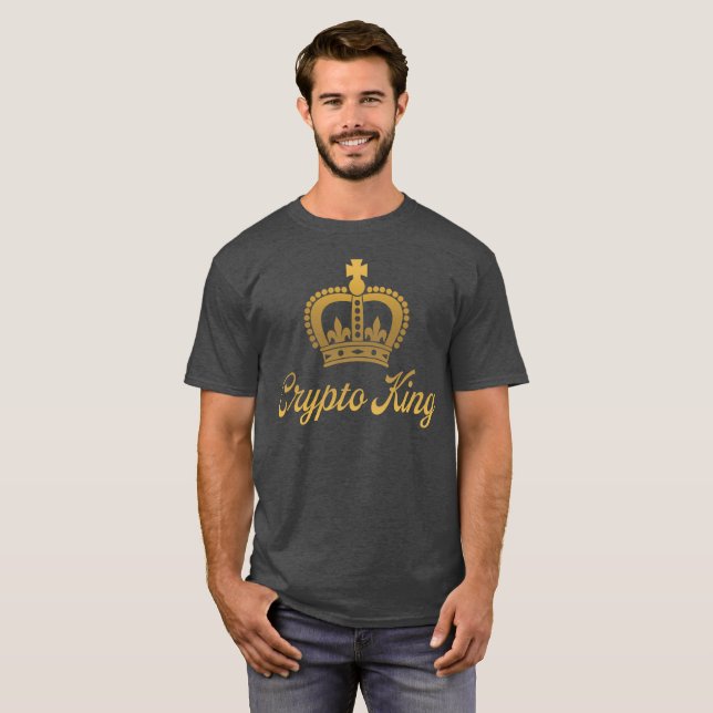 Camiseta Crypto King em Carvão e Dourado (Frente Completa)