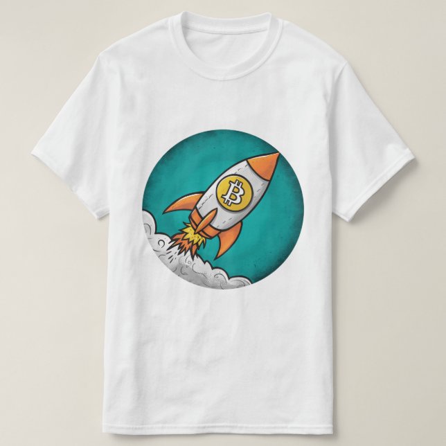 Camiseta Crypto Rocket: Bitmoney para a Lua! (Frente do Design)