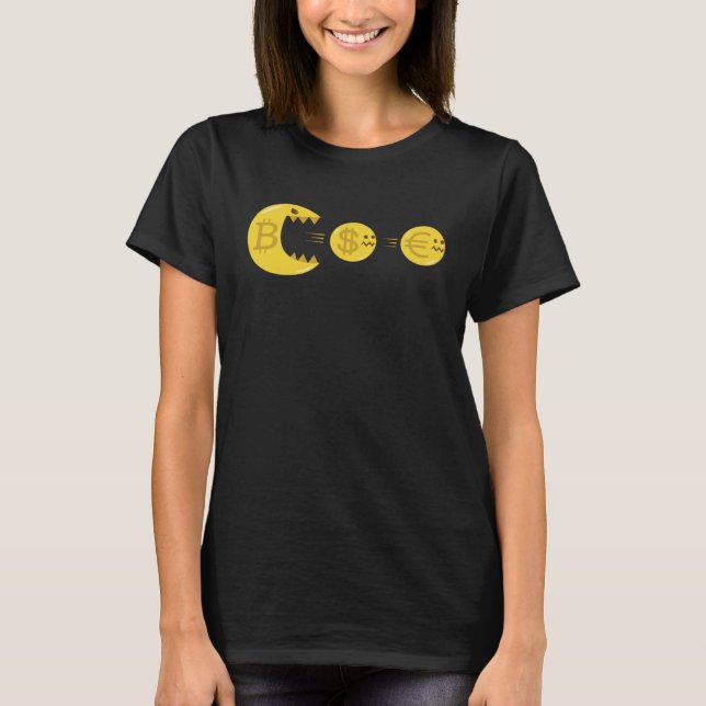 Camiseta Cryptocurrency Monster Dollar Euro Hunt (Frente)