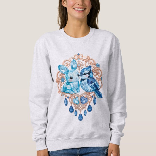 Camiseta Crystal Blue Bunny and Blue Jay Heart (Frente)