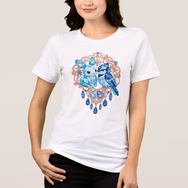 Camiseta Crystal Blue Bunny and Blue Jay Heart (Frente)