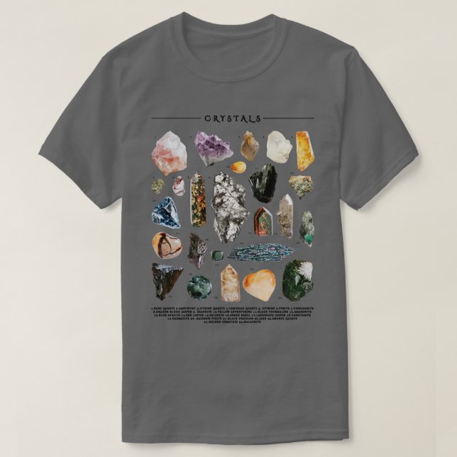 Camiseta Crystal Crystals Catalog Magical Healing Energy (Frente do Design)