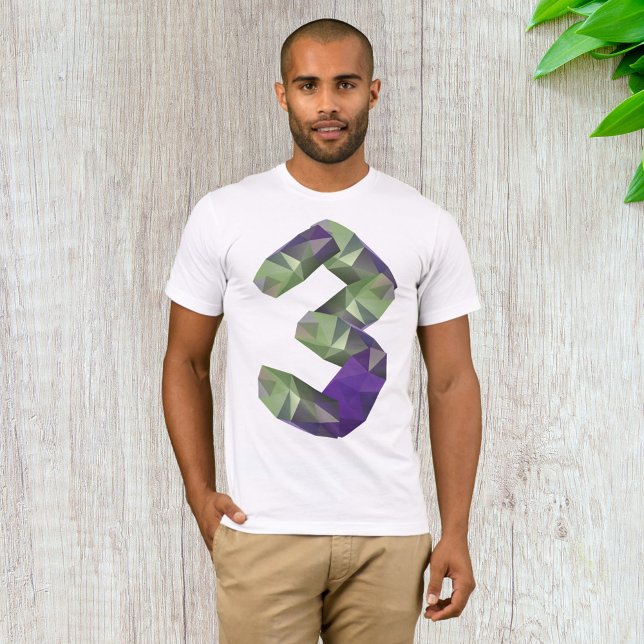Camiseta Crystal Font Number 3 Mens T Shirt (Criador carregado)